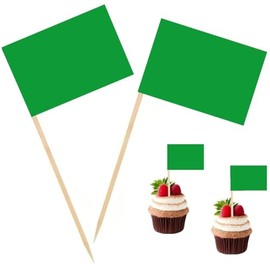 100 Pcs Green Flag Blank Toothpick Flag Small Mini Labeling Marking DIY Stick Flags for Cocktail Fruit Cupcakes Toppers Food Decorations (Green)