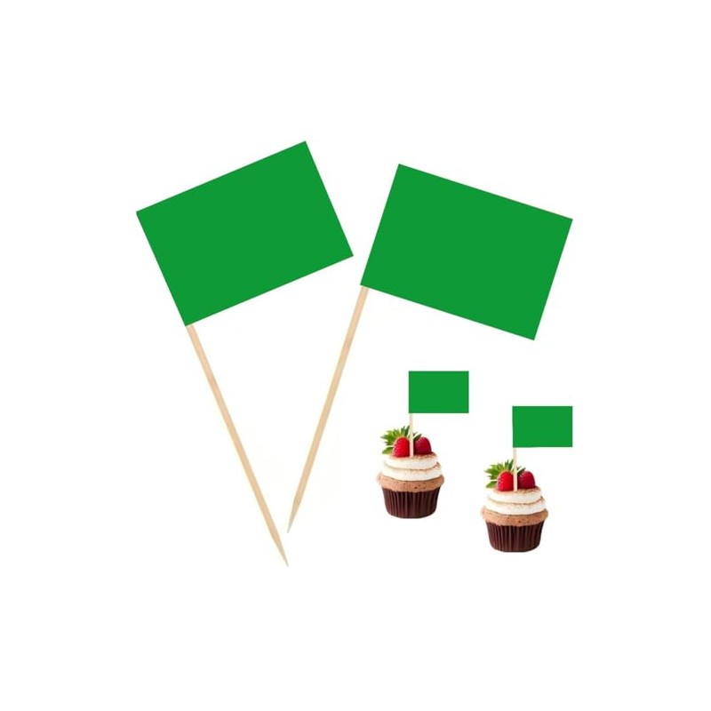 100 Pcs Green Flag Blank Toothpick Flag Small Mini Labeling