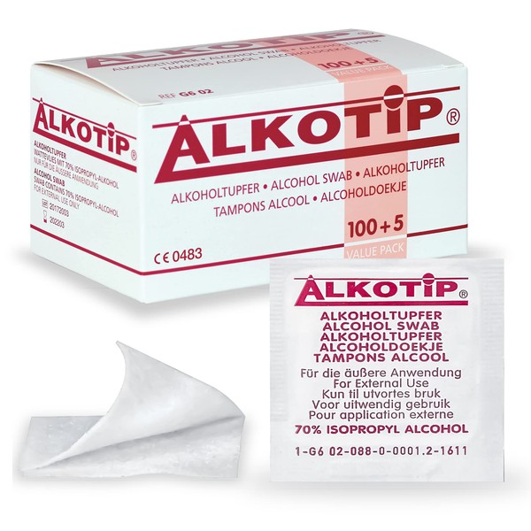 Alkotip 05004008 Alcohol Swabs, Sterile (Pack of 105)