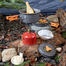 Sirius Survival 12 Piece Camping Cookware Set - Portable Mess Kit (Orange)
