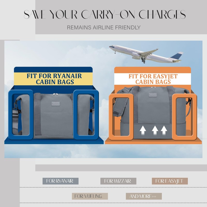 for Ryanair 40x20x25 Travel Hand Luggage Airplane Underseat Carry on