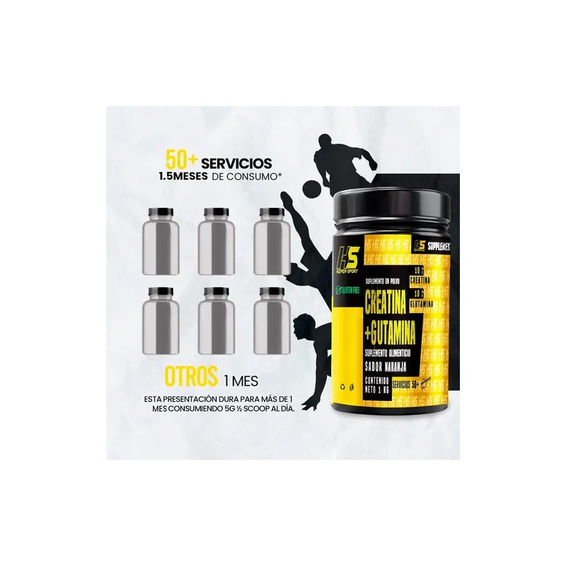 Creatina Glutamina Hiper Sport 1 Kg 50 Servicios