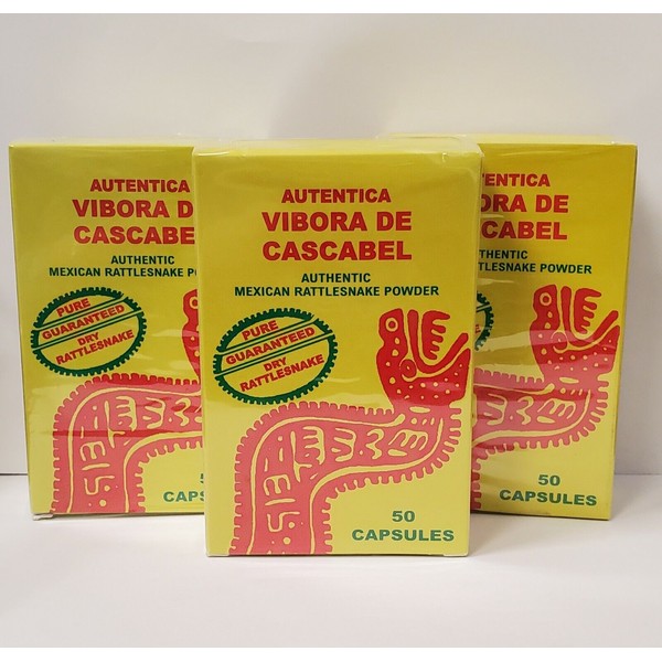 vibora 3 PACK 150 CAPSULAS DE VIBORA DE CASCABEL / AUTHENTIC RATTLESNAKE POWDER CAPS