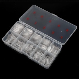 Clear Nail Tips 500pcs French Acrylic Half Cover Fake Nails, 10 Sizes, with Storage Case