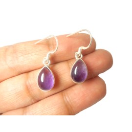 Art Gecko Purple AMETHYST Sterling Silver Teardrop Gemstone Earrings 925 - (AMER2903182)