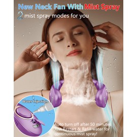 QMKKX Portable Neck Fan Rechargeable,Bladeless Misting Fan Around Neck Fans that Blow Cold Air,Wearable Cooling Fan Mister Over the Neck,Headband Mobile Nevk Cooler Best Gifts for Women Men Adults