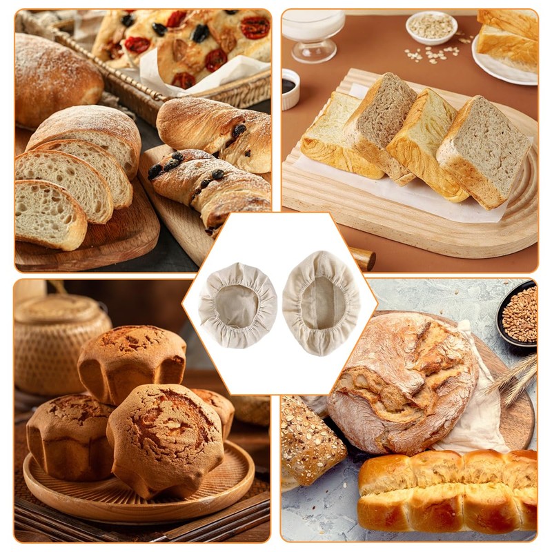 Set of 4 Proofing Baskets for Bread, 25 cm Linen