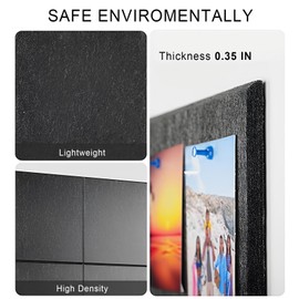 Large Cork Board Alternative 48" X 36",12 Pack Felt Wall Tiles Bulletin Board, Black 0.35" Thick Felt Pin Board, Tack Board, Cork Boards for Walls Office Home School