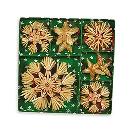 Straw Stars Assortment I 4-10 cm Pack of 16 Indoor Christmas Tree Decorations