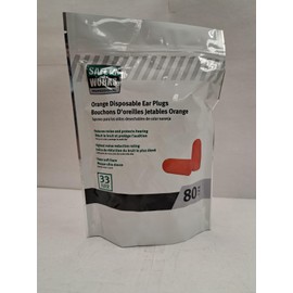 Safety Works SWX21380 Foam Ear Plugs, Orange, 80 Pair Bulk Packed, NRR 33 DB