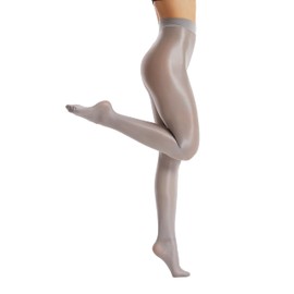 Frola Shaping Tights for Women 70D Shimmery Pantyhose, Dance and Ballet Footed Tights, Grey, Small-Medium