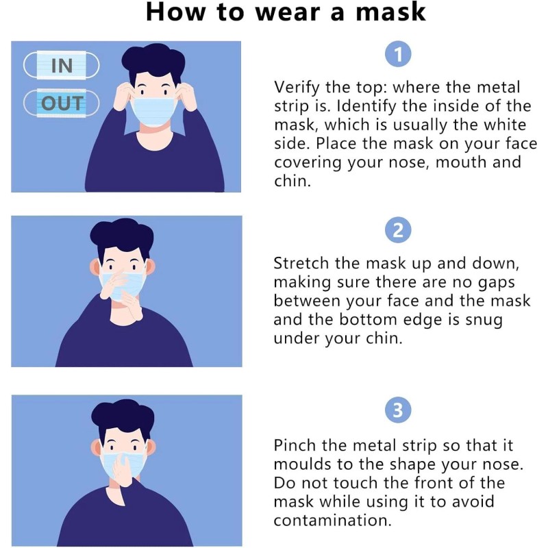 Altatac 50 PCS Disposable Face Masks Black 3 Ply Earloop