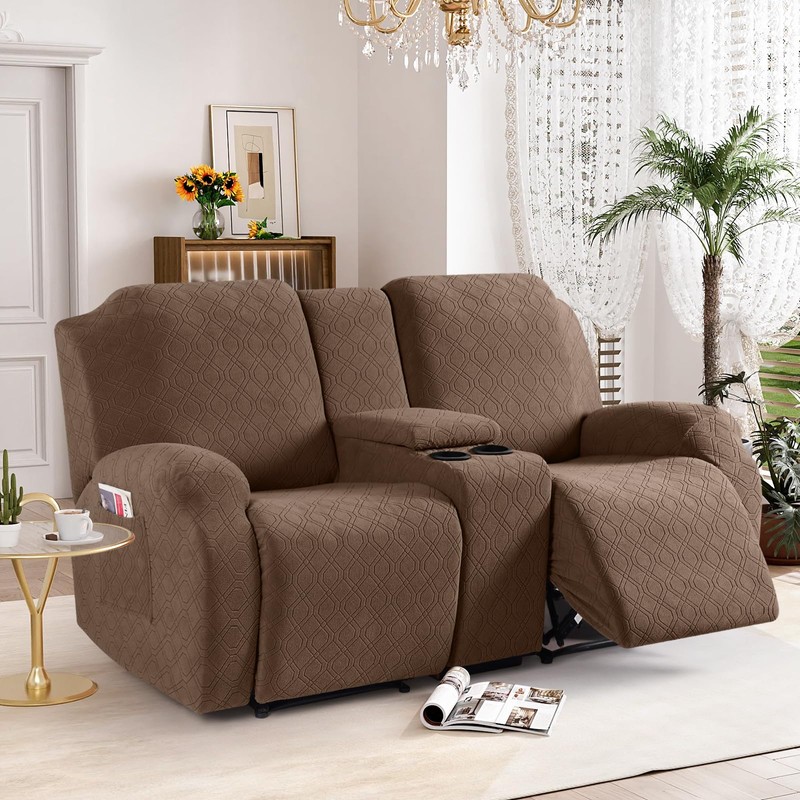 VANSOFY Recliner Loveseat Cover with Middle Console Stretch Reclining Sofa
