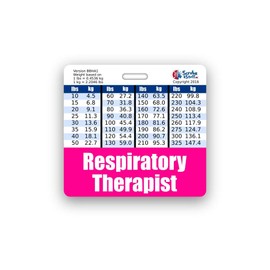 Respiratory Therapist Badge Buddy Horizontal w/Height & Weight Conversion Charts (Standard, Pink)