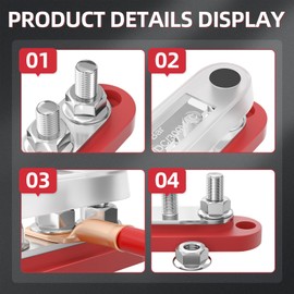 150A Bus Bar Terminal Block, 300VAC 48VDC Power Distribution, Stainless Steel, Brass, Nylon, M8x6 Bolts, Wide Application for Automobile, Ships