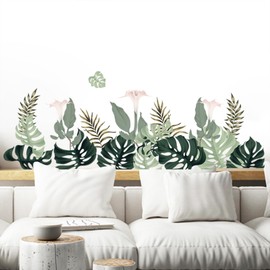 astylishome Kitchen Wall Stickers Plants Tropical Leaves Decals Wallpaper for Living Room Plant Palm Leaf Sticker DIY Removable Walls Art Decals for Home Décor 0706