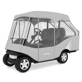 Rosefray Golf Cart Enclosure,2+2 Golf Cart Drivable Enclosure Rain Cover Short Roof 58" EZGO, Club Car- Durable Door Zipper - (4 Seater Golf Cart Cover) Glowing at Night-Gray
