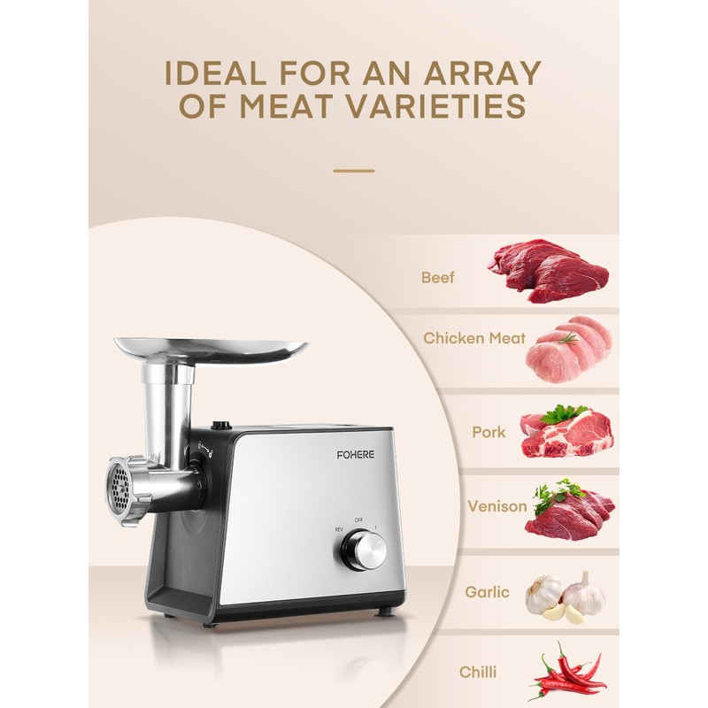 FOHERE Electric Meat Grinder for Home Use 3200W Max Heavy