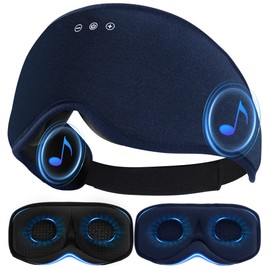 AHUIARGY Bluetooth Sleep Mask with 2 Removable 3D Contoured Cup, Bamboo Cotton Sleeping Headphones for Side Sleepers with Timming Setting, Blackout Eye Mask for Sleeping Travel Meditation Men Women