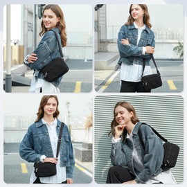 TEUEN Women's Small Shoulder Bag, Lightweight Waterproof Nylon Shoulder Bag, Messenger with Multi Pocket, Casual Handbag & Crossbody Bag for Women and Girls