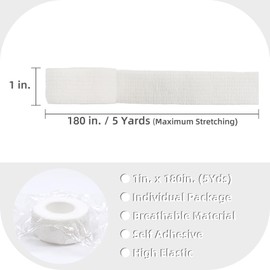 IndigoCase 12 Pack Self Adhesive Bandage Wrap 1 Inch, White Color Bandages Variety Pack, Elastic Sports Grip Tape, Vet Wrap, Small Bandages Bulk for Fingertip, Knuckle, Kids and Pets.