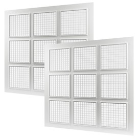 Vent Systems 2' x 2' ft Pack of 2 Plastic Suspended Ceiling Plate with Square Grid - 9 Piece Grid Register - Drop Ceiling Vent Cover - Increase Lightning - Reduce Dust Accumulation - 24" x 24" Grille