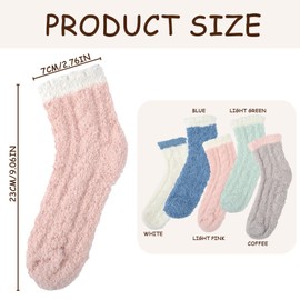 MUNSKT 5 Pairs Fluffy Slipper Socks, Thick, Soft, Cuddly, Fluffy Bed Socks, Warm Non-Slip Fleece Socks, Coral Velvet Sleeping Socks for Women and Girls, multicoloured