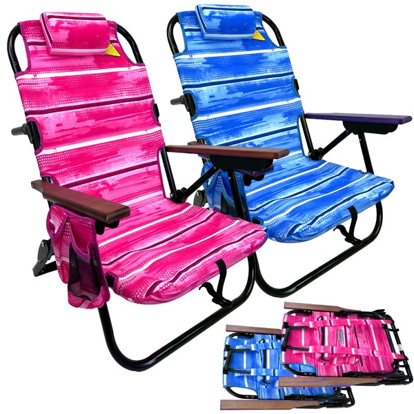 EasyGo Product Backpack Beach Chair 5 Reclining Positions Cup Holder