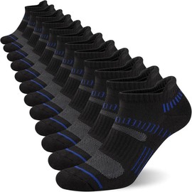 Mens Ankle Socks Athletic Cushioned Breathable Low Cut Tab With Arch Support - 6 Pairs - Color: A1-black 6 Pairs, Size: Small-Medium