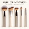 10-Piece Champagne Gold Makeup Brush Set with Soft Bristles for