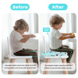 wooshwa Toddler Booster Seat for Dining Table, Kids Booster Seat for Kitchen Chair with Non-Slip Bottom, Portable Detachable Washable Increasing Cushion with 2 Adjustable Straps (Mermaid)
