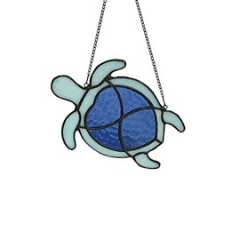 HAOSUM Sea Turtle Stained Glass Window Hangings Suncatcher,Turtle Ornament,Turtle Art, Gift Ideas (4.7"×6.3")