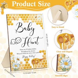 51 Pieces Baby Shower Games Include Wooden Baby Hunt Sign 50 Mini Plastic Babies Tiny Babies Boy Girl Baby Shower Games Gender Reveal Party Favors Baby Shower Prizes for Game (Bee Style)