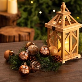 Valery Madelyn Christmas Tree Decorations Copper Baubles,16pcs 6cm Woodland Copper and Gold Christmas Ball Ornaments for Christmas Tree Decorations