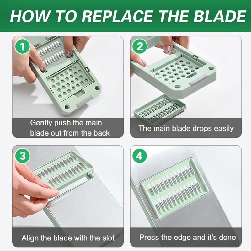 6 in 1 Mandoline Slicer, Hand Guard Vegetable Chopper Cutter