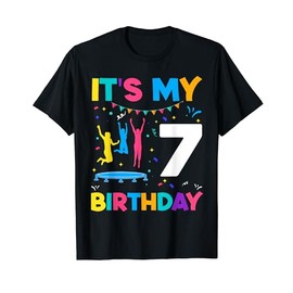 Kids 7 Years Old Girl Birthday Trampoline Jump 7th Birthday T-Shirt