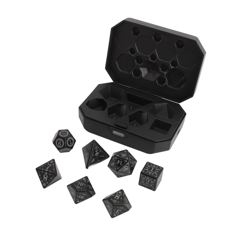 7pcs Light Up LED Dice Set Glowing Polyhedral Dice with