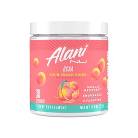 Alani Nu BCAA Sour Peach Ring | Branch Chain Essential Amino Acids | 2:1:1 Formula | Supplement Powder | Muscle Recovery Vitamins for Post-Workout | 30 Servings