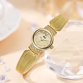 findtime Ladies Watches UK Gold Watches for Women Gold Watch Womens Watch Dainty Gold Watch Bracelet Watch Fashion Daily Waterproof Watches for Women,Gold Gold