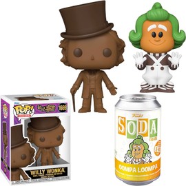 Sweet Maker Dream Figure Soda Can Oompa Loompa Vinyl + Willy Wonka Pop! Figure Charlie & The Chocolate Factory Candyland 2 Items