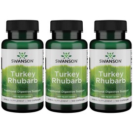 Swanson Turkey Rhubarb - Herbal Supplement for Digestive Health - Natural Formula - (100 Capsules, 500mg Each) (3 Pack)