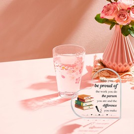 LSVGSAK Teacher, Teacher Gifts Stocking Stuffers Gifts for Teachers Valentine Gift Teacher Appreciation Gifts End of Year Teacher Gift Thank You Retirement Teacher Presents Acrylic Block