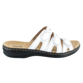 Clarks Women's Leisa Cacti Q Sandal, White Leather, 10 W US
