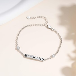 Be Kind of A B Bracelet: 925 Sterling Silver Be Kind Hidden Message Bracelets for Women- Be Kind of A Bith Inspirational Jewelry Gifts for Daughter Sister Friends
