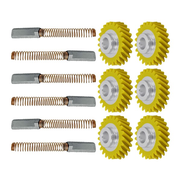 6 Sets Mixer Worm Gear Kits, 4161531 Mixer Worm Gear Carbon Motor Brush Replacement for Kitchen-aid and Whirl-pool Compatible with 1206513, 4162897, AH1491159, AP42956691159