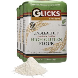 Glicks Unbleached High Gluten Flour, (3x5lb = 15 Pounds) Enriched, Presifted, Kosher, No Preservatives