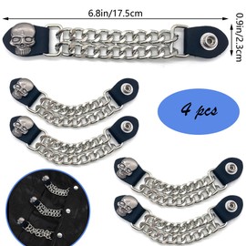 DHER Pack of 4 Vest Vest Buttons Motorcycle Vests Extender Biker Vests Extender Vest Buckle Vest Extension Chain Hip Hop Vests Alloy Clothing Accessories Chain Clothing Buttons (A)