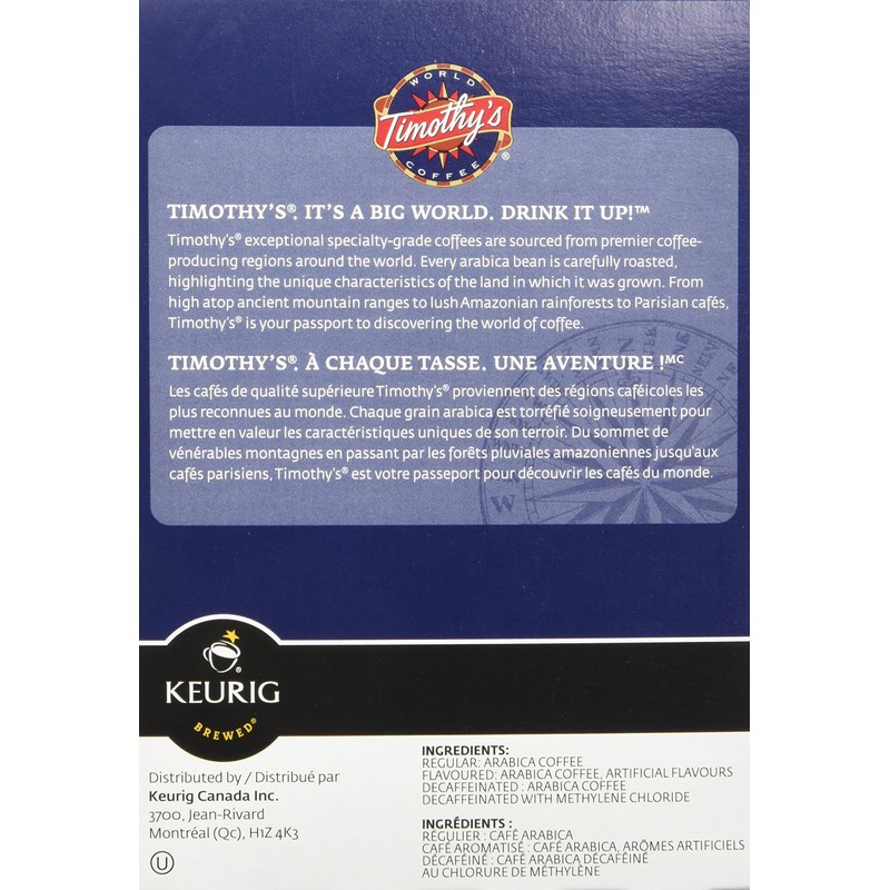 Timothy's Breakfast Blend Coffee, K-Cup Portion Pack for Keurig Brewers