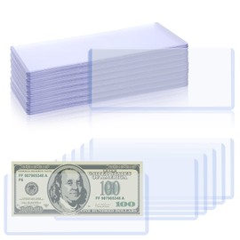 80 Pack Clear PVC Money Holders, 6.9x2.95 Inch Top-Load Currency Sleeves Waterproof Bill Protectors for Dollar, Stamp, Coupon Organization
