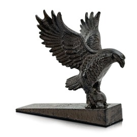 Linton Arts White Bald Eagle Cast Iron Door Stop – Decorative Heavy Duty Door Wedge for Indoor Outdoor Use, Cute Animal Design, Vintage Style Iron Doorstop